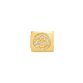 Nomination COMPOSABLE GLAM SYMBOLE Element aus Edelstahl, mit Cubic Zirkonia verziert, gelbgold PVD-beschichtet (02_(Smile))